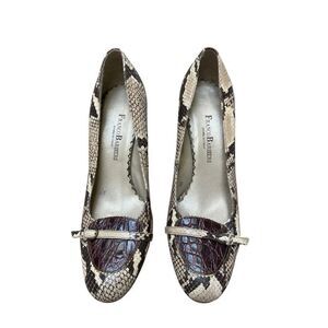 Franco Barbieri Italy Leather Snakeskin Croc Pumps Heels Size 10